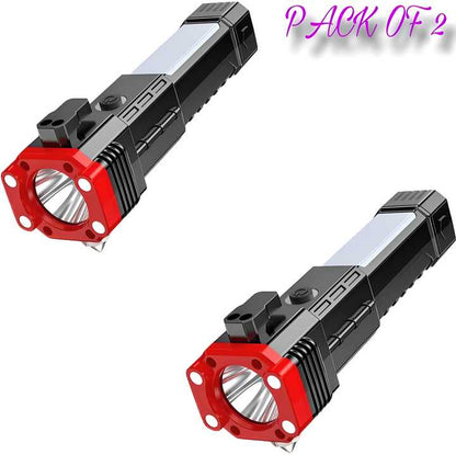 Portable LED Flashlight Multifunctional Work Light Power Bank Emergencies Safety Pack Of 2